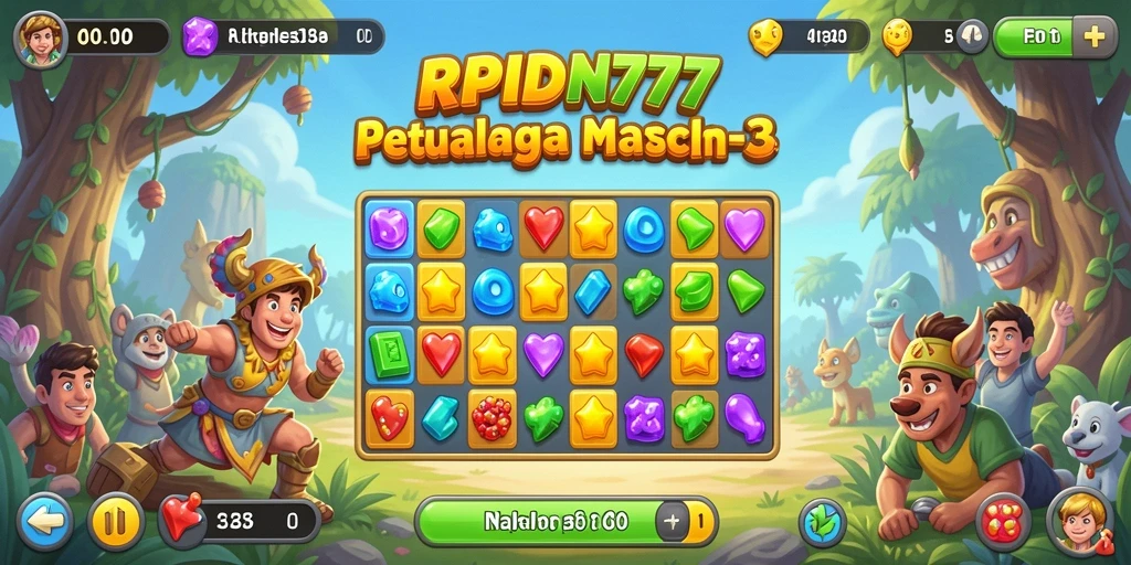 Tampilan seru permainan RPIDN777 dengan tantangan Match-3.
